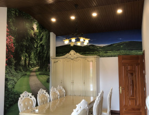 Thi công tấm lam sóng ốp trần, ốp vách, tấm PVC & tấm Nano ốp vách trang trí, kết hợp tranh & giấy dán tường, sàn gỗ